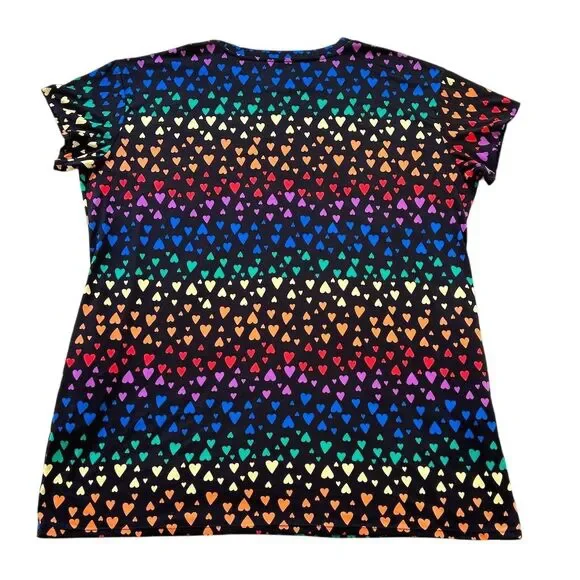 Joyspun Women's 2XL Short Sleeve Sleep Shirt Rainbow Heart Print - Picture 3 of 4
